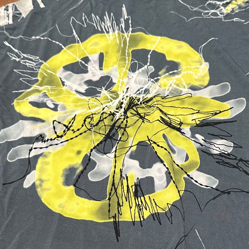 PIAZZA SEMPIONE gray and yellow Abstract Floral Print blouse - Picture 3 of 7